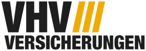 Logo der VHV Versicherungen in Schwarz und Gelb, mit dem Schriftzug „VHV“ und „VERSICHERUNGEN“.