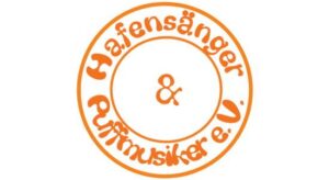 Logo des Hafens&auml;ngers und Puffmusiker e.V. in orange, umrandet von einem kreisf&ouml;rmigen Schriftzug.